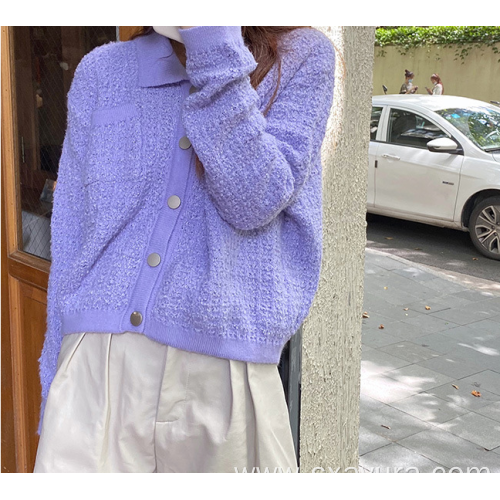 Elegant small fragrance short knitted cardigan